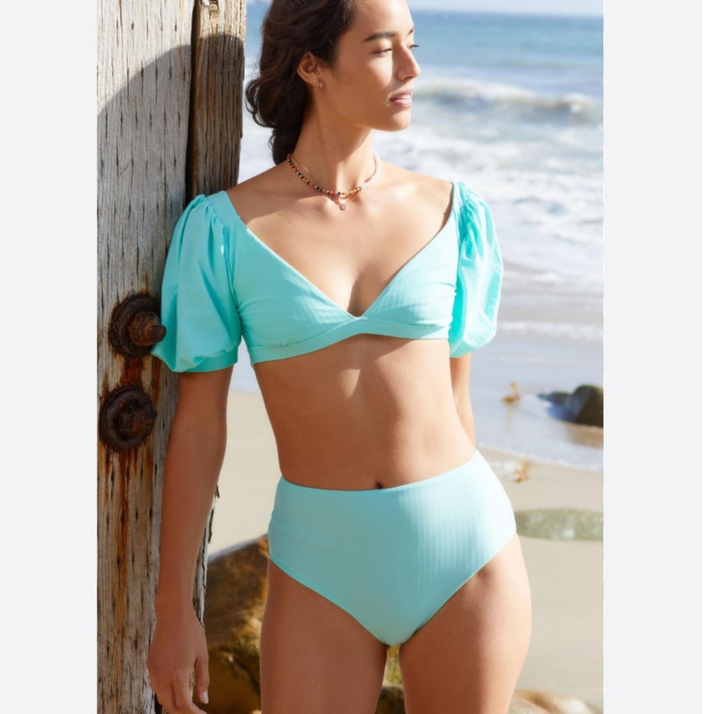 HOST PICK:  BOAMAR SKYE HIGH-WAISTED BIKINI BOTTOMS & PUFF-SLEEVED BIKINI TOP